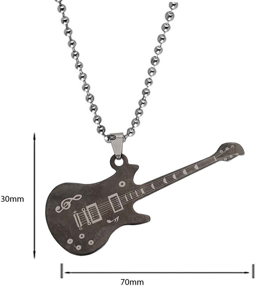 M Men Style Music Note Electric Guitar Locket Pendant Necklace