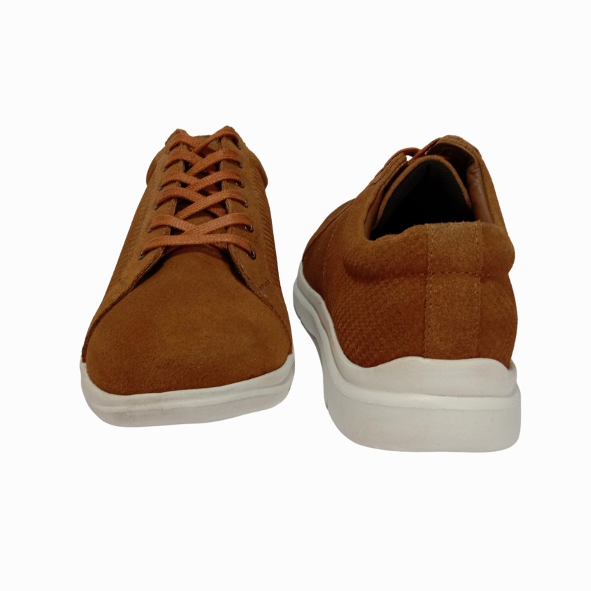 Extrimos Luxe Brown Suede Leather Lace up Sneakers For Men - Buy