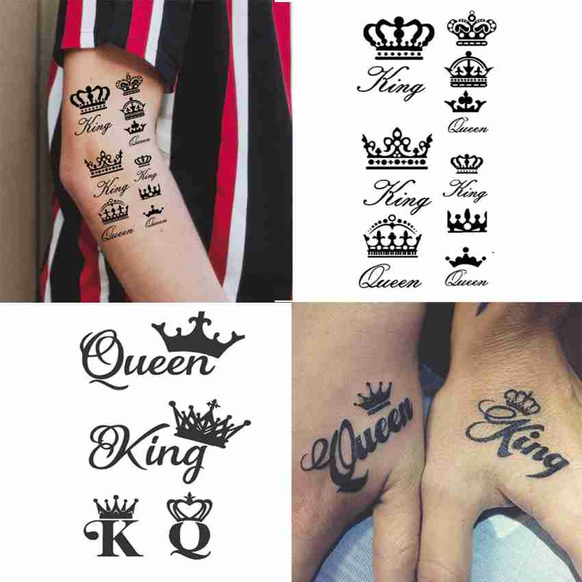 Temporary Tattoos King Queen Crown Tattoo Sticker Waterproof Men