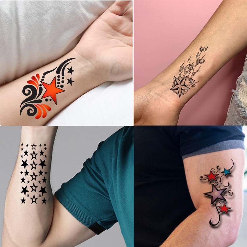 TRI 1 Sheet Waterproof Temporary Tattoo Fivepointed Star Tattoo Chain Arm  Girl Small Size Tatto Stickers Flash Tatoo Fake Tattoos  Amazonin Beauty