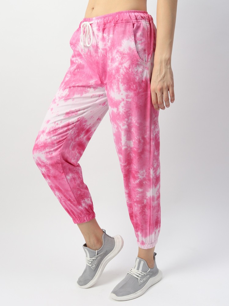 Dockstreet Dyed Women Pink, White Track Pants - Buy Dockstreet