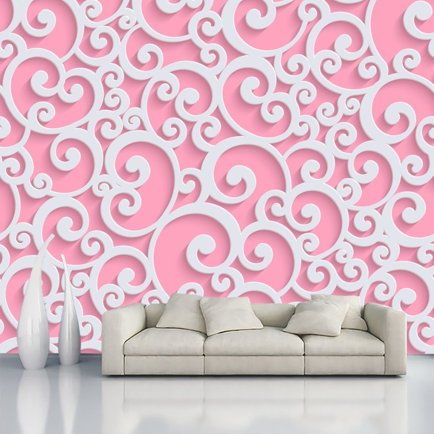 Beautiful Pink White and Golden 3D Marble Stone Abstract Room Wallpaper   lifencolors