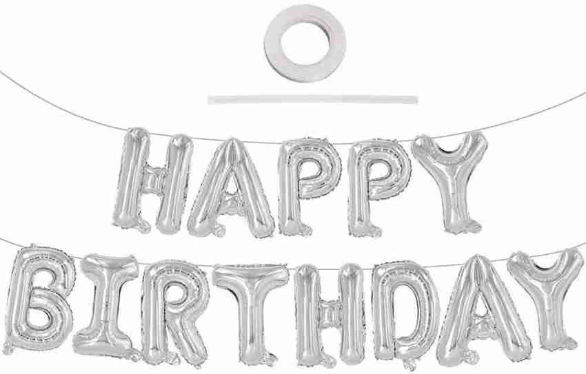 BestDeal247 Solid Happy Birthday Decoration Items kit -  Black and White Theme - Black Happy Birthday Foil Banner With Black and  White Metallic Balloons and Mustache Foil Balloon Letter Balloon 