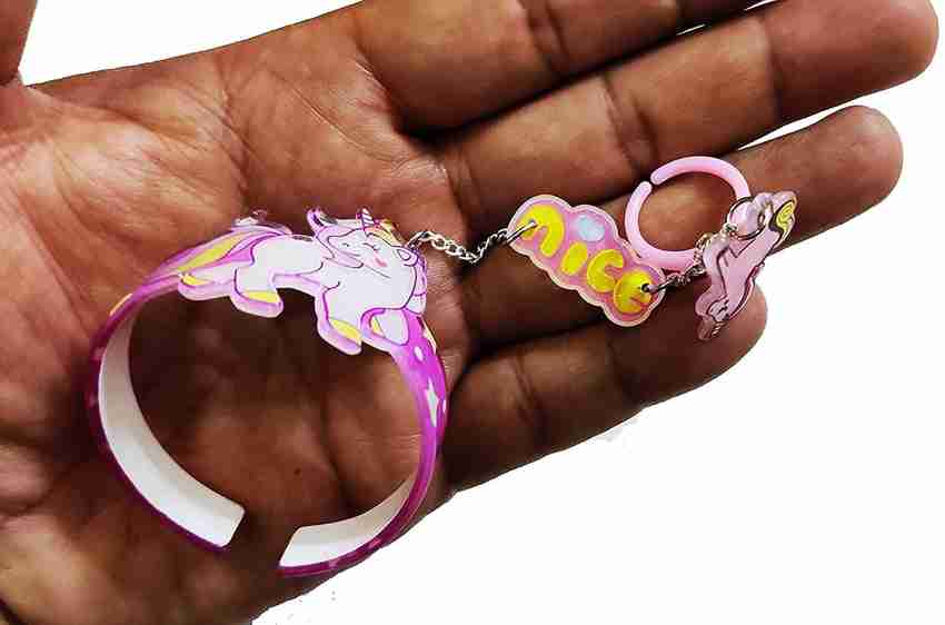 Little Girl's Unicorn Bangle Bracelet in stainless steel. Little