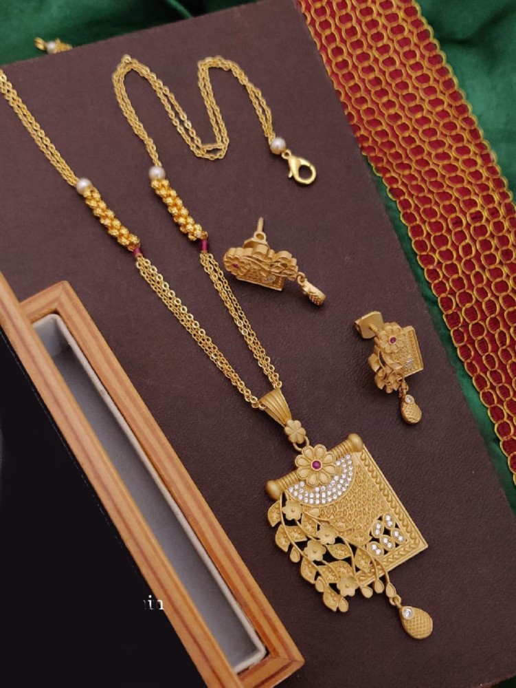 18K Gold Artistic Diamond Pendants And Earrings Set  Pachchigar Jewellers