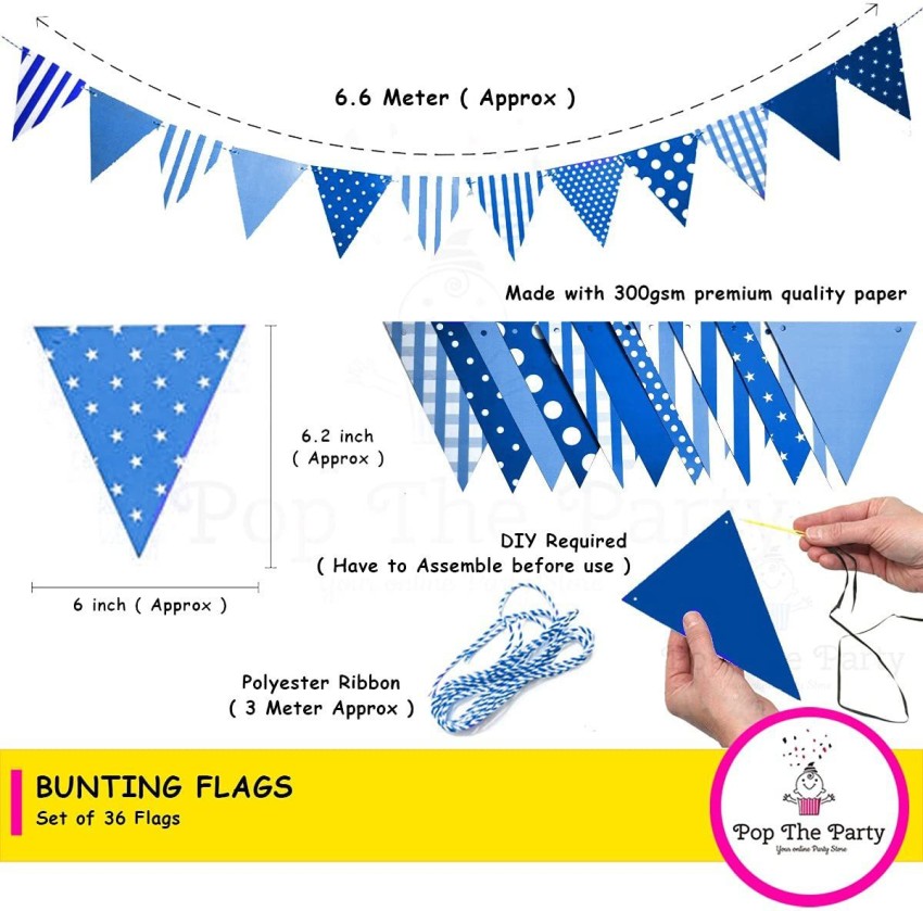 PopTheParty Bunting Flags Banner for Kids Room,Play School Decor Birthday  Party,Baby Shower Pennant Flag Price in India - Buy PopTheParty Bunting Flags  Banner for Kids Room,Play School Decor Birthday Party,Baby Shower Pennant