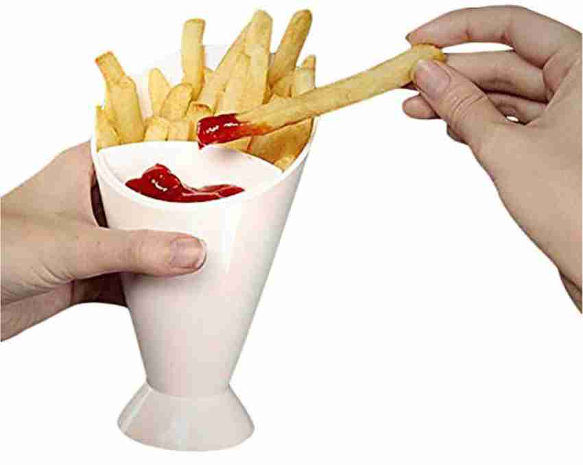 Buy Generic Creative 2-In-1 French Fry Cone Dipping Cup Juice Salad Mug  White Online at Low Prices in India 
