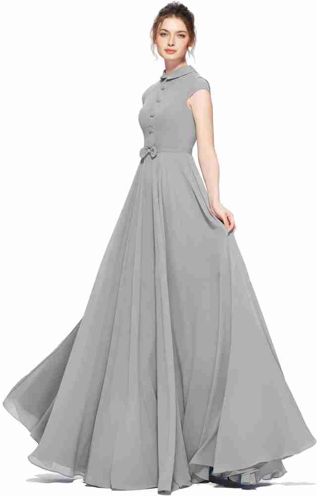 grey color long frocks