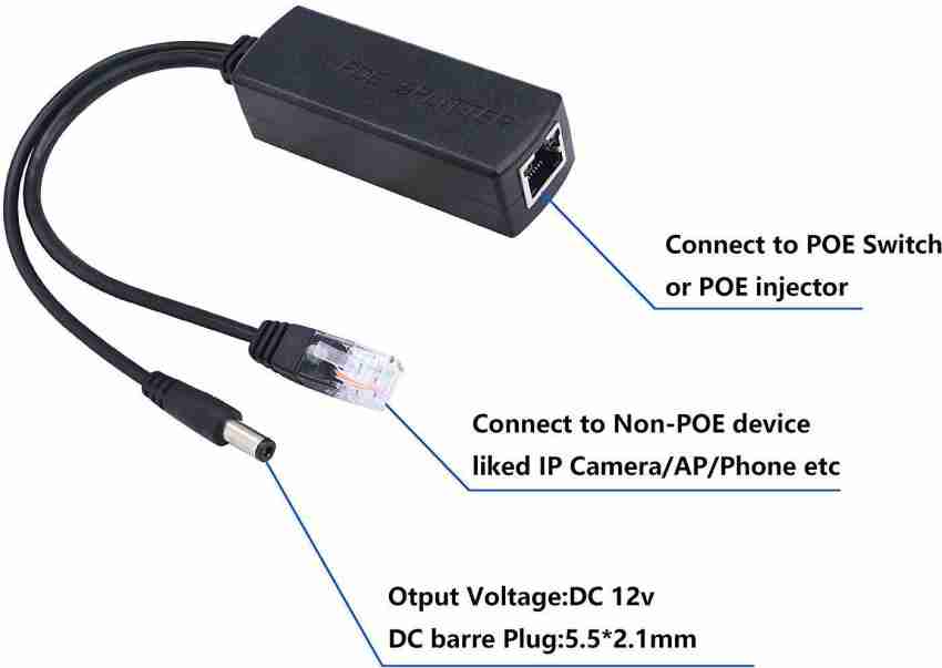 LipiWorld PoE Splitter Power Over Ethernet Adapter Active 48V to 12V for IP  Camera IP Phone POE Devices PoE Switches (Pack-5) Lan Adapter Price in  India - Buy LipiWorld PoE Splitter Power