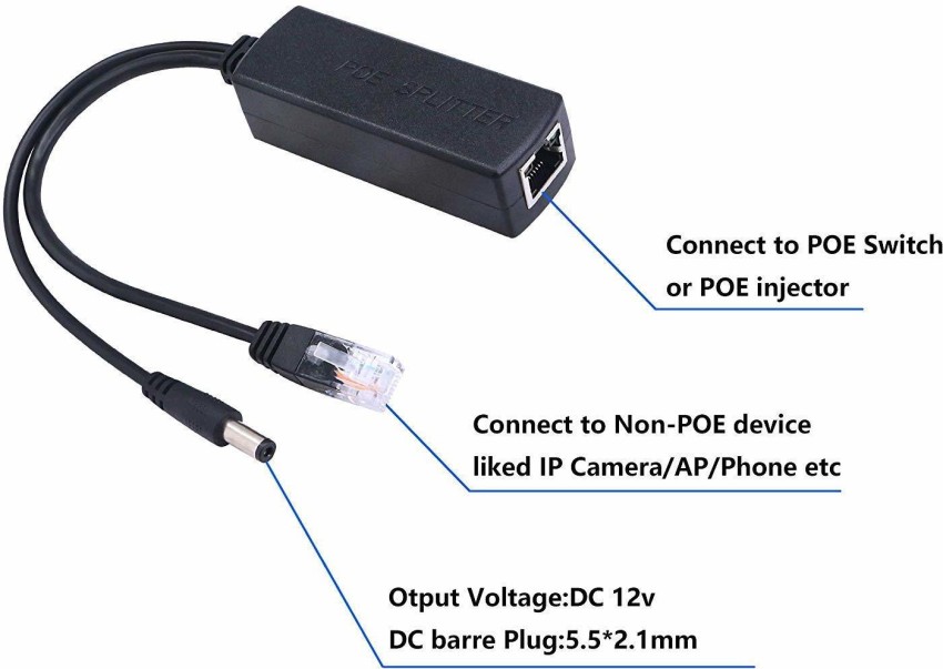 LipiWorld PoE Splitter Power Over Ethernet Adapter Active 48V to 12V for IP  Camera IP Phone POE Devices PoE Switches (Pack-4) Lan Adapter Price in  India - Buy LipiWorld PoE Splitter Power