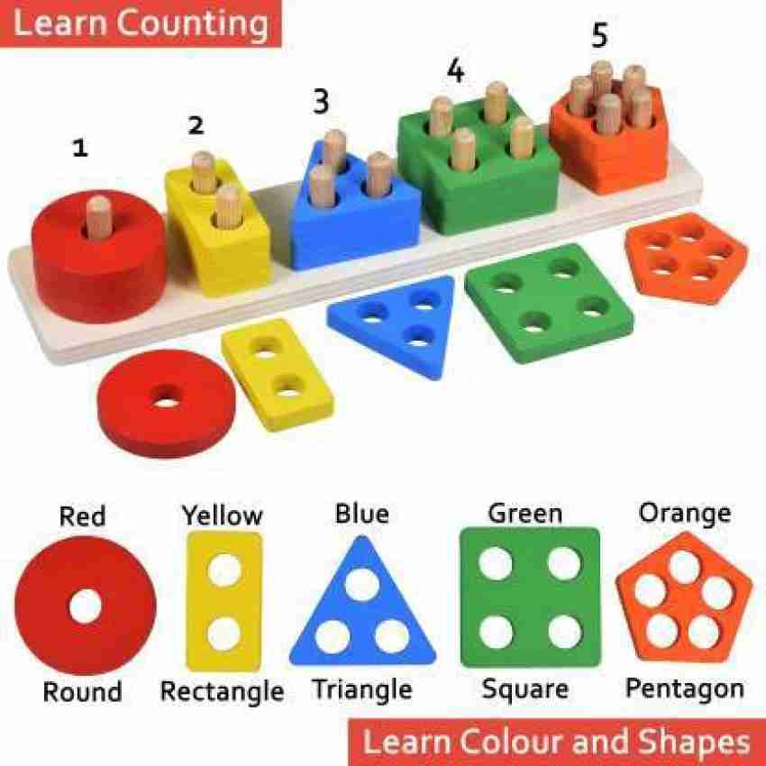 Toyful Geometric Shapes Sorting Toy  Intellectual Geometric Shape Matching  Five Column Blocks Educational & Learning Toy Multicolor Rs.115 @ Flipkart