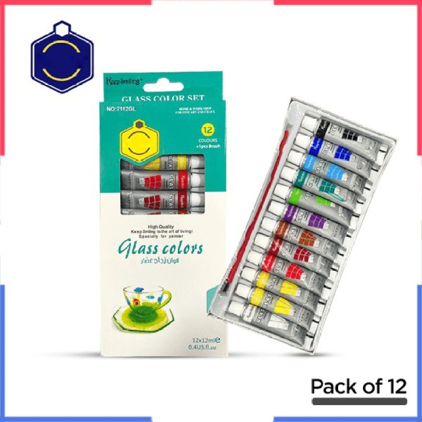 KeepSmiling Glass Paints - Pack Of 12