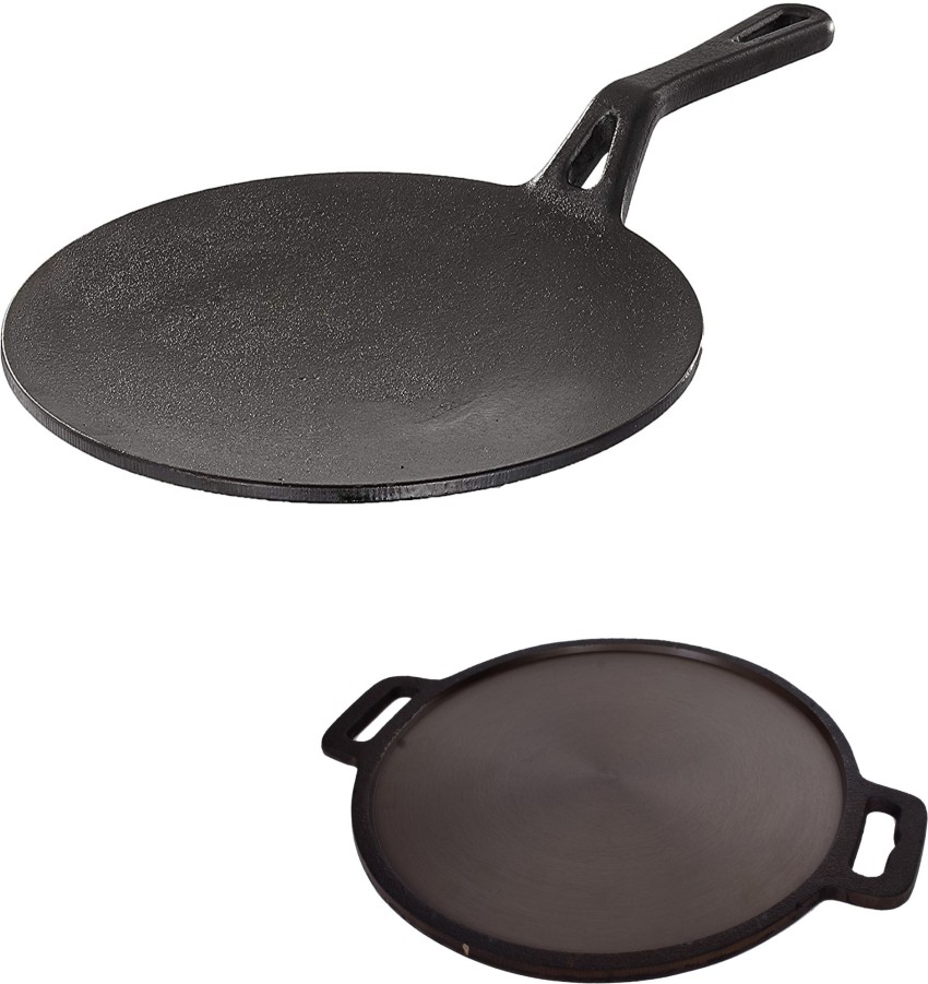  PG COUTURE Pre-Seasoned Cast Iron Tawa with Handle for Dosa/Roti /Chapati, Cookware, Induction & Gas Compatible