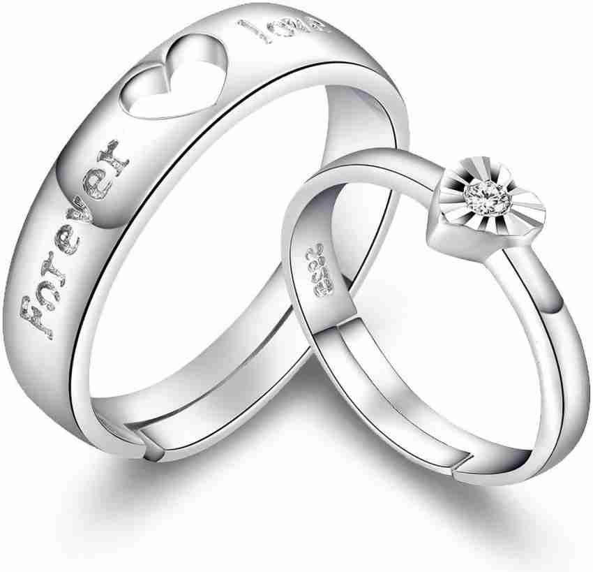 Agarwalproduct Adjustable Couple Rings Silver Combo for Lovers King Queen  Valentine Gifts women Stainless Steel, Brass, Stone, Metal, Copper Cubic  Zirconia, Crystal Silver, Rhodium Plated Ring Set Price in India - Buy