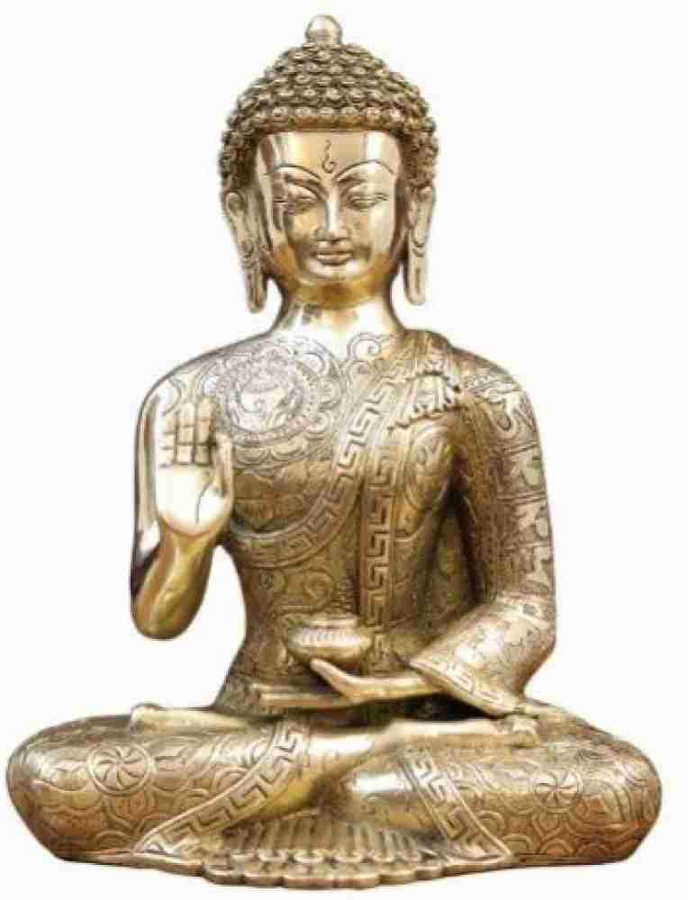 Brass Buddha Statue Large, 58 Cm Big Brass Earth Touching Buddha