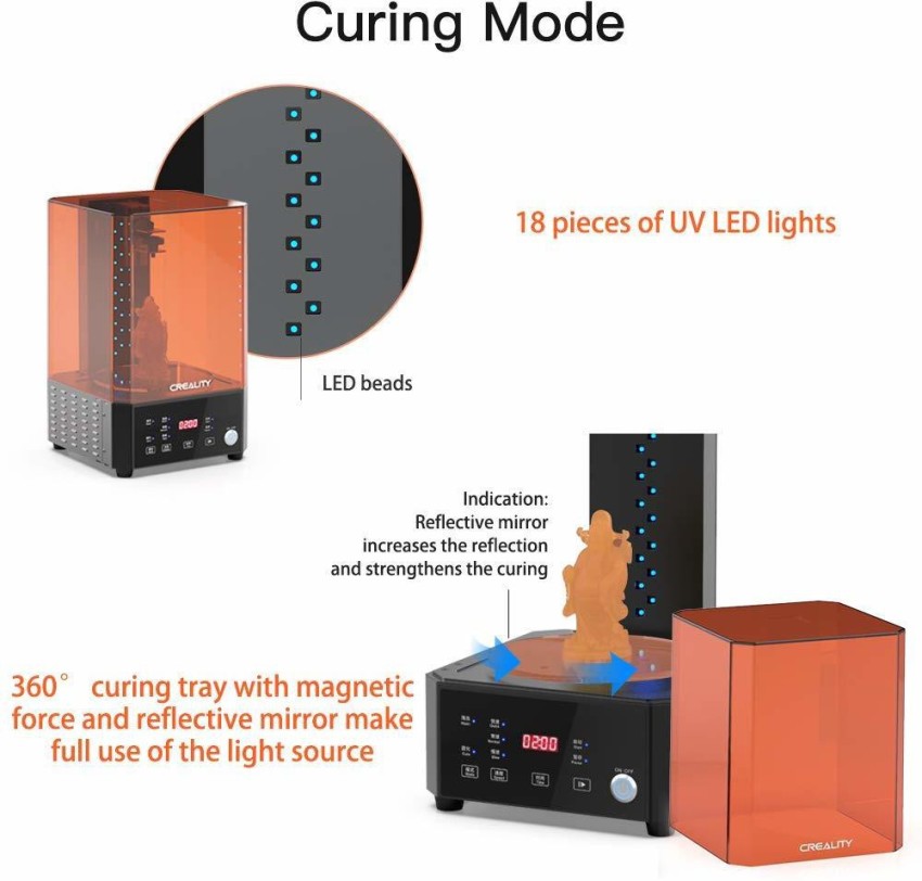 Creality UW-01 UV Curing and Washing Machine for SLA/DLP/LCD 3D Printed  Resin Models  Curing Washing Size:170x120x160mm & Curing Size:165x200mm 3D  Printer Price in India - Buy Creality UW-01 UV Curing and