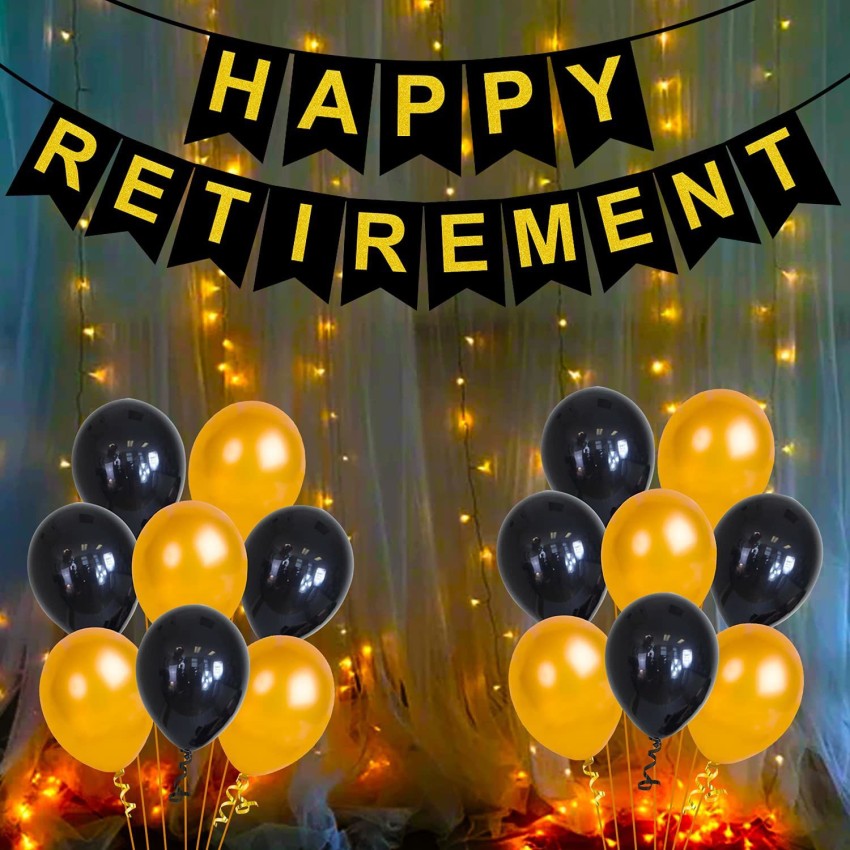 Retirement Party Decorations Black Gold Supplies Happy - Temu