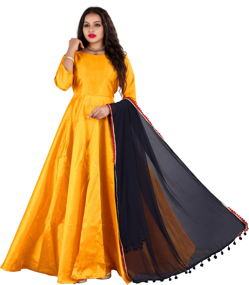 Zoya silk yellow outlet anarkali suit