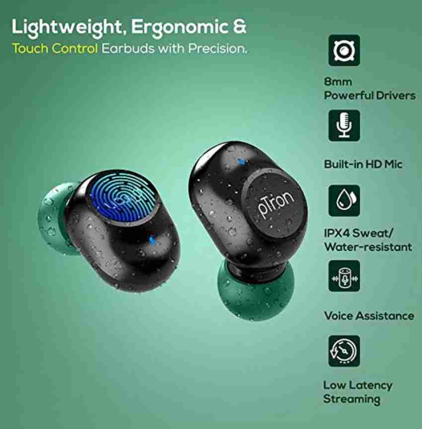 PTron Bassbuds Pro Bluetooth 5.1 Deep Bass Low Latency Touch