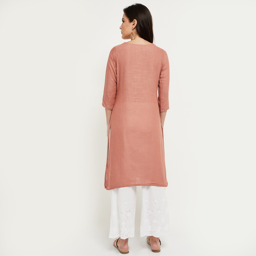 MAX Women Embroidered Straight Kurta Buy MAX Women Embroidered