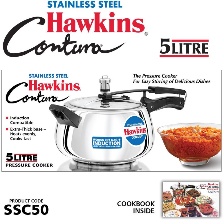 Hawkins Contura Stainless Steel Pressure Cooker for Induction, GAS and Electric Stoves (1.5 liter), Silver (SSC15)