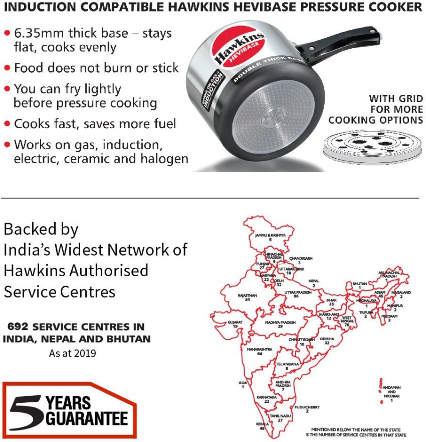 Hawkins Hevibase IH30 3-Litre Induction Pressure Cooker, Small, Silver 