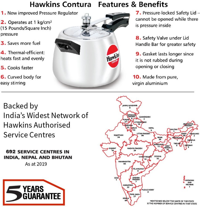 Hawkins Contura (HC40) 4 L Pressure Cooker Price in India - Buy