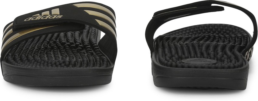 Adidas flip flops discount black and gold