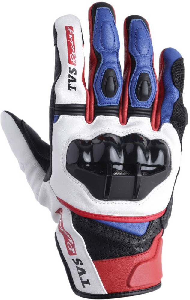Red white and 2024 blue motorcycle gloves