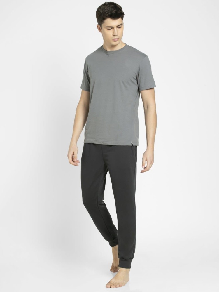 Buy Men's Super Combed Cotton Rich Pique Fabric Slim Fit Joggers with  Zipper Pockets - Graphite AM05