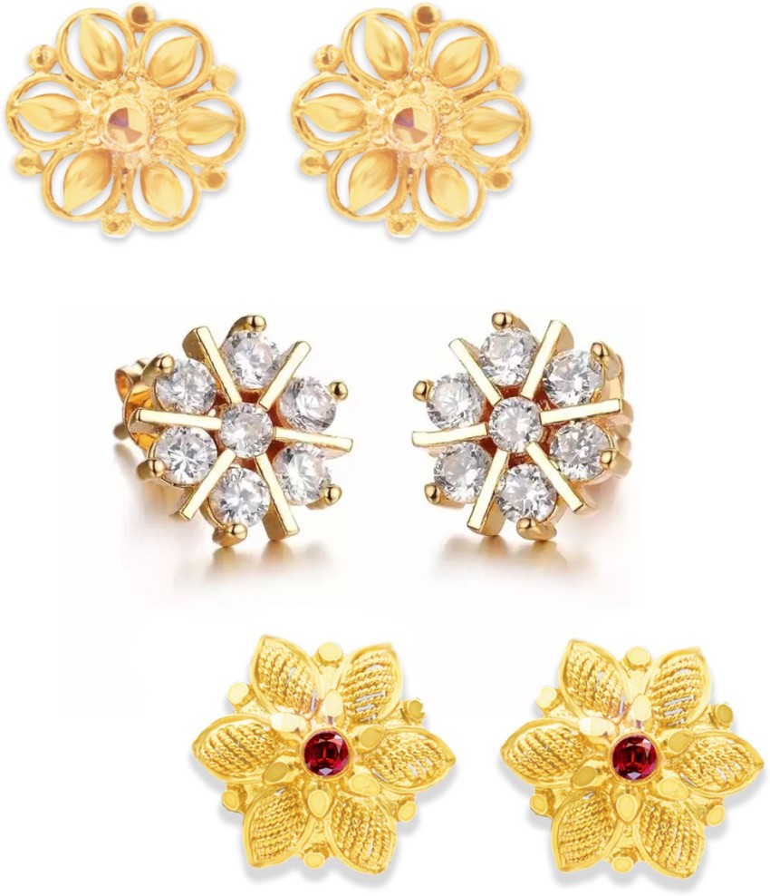Flipkartcom  Buy Panachee ONE GRAM GOLD PLATED AD STUD EARRINGS COMBO  Alloy Stud Earring Online at Best Prices in India