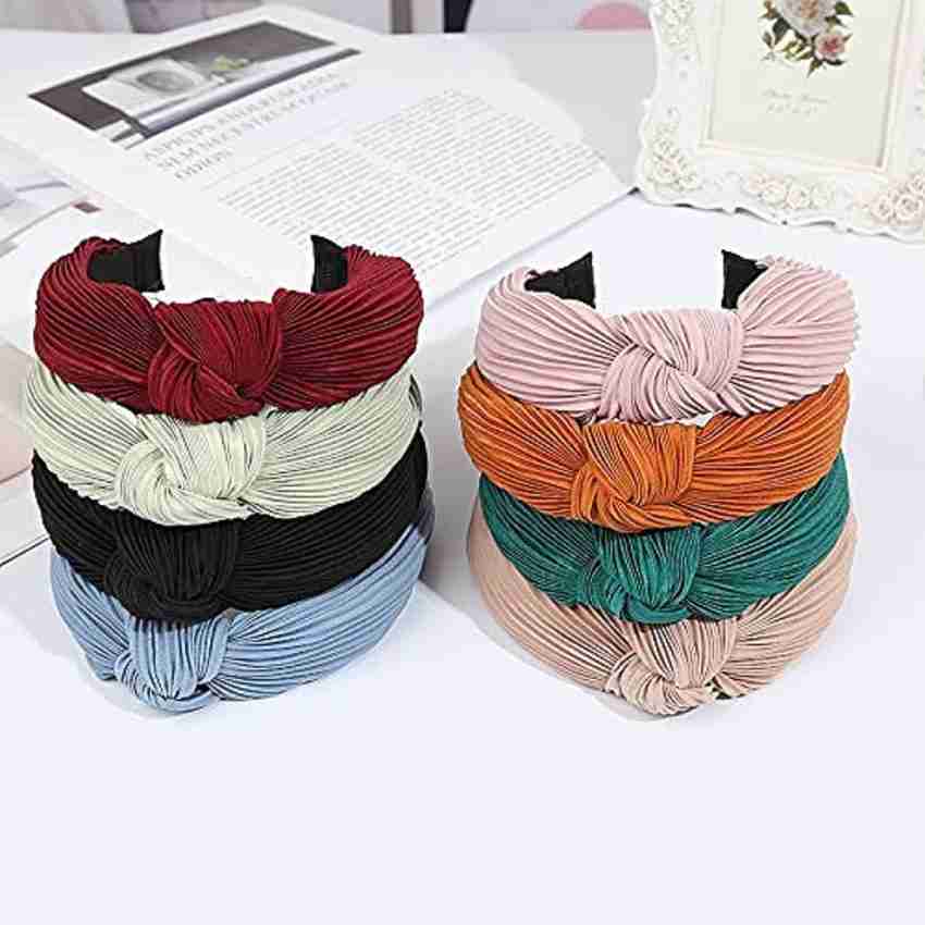 APSAMBR 8 PcsWomen Cross Knot Headband Crumpled Cloth Hairbands