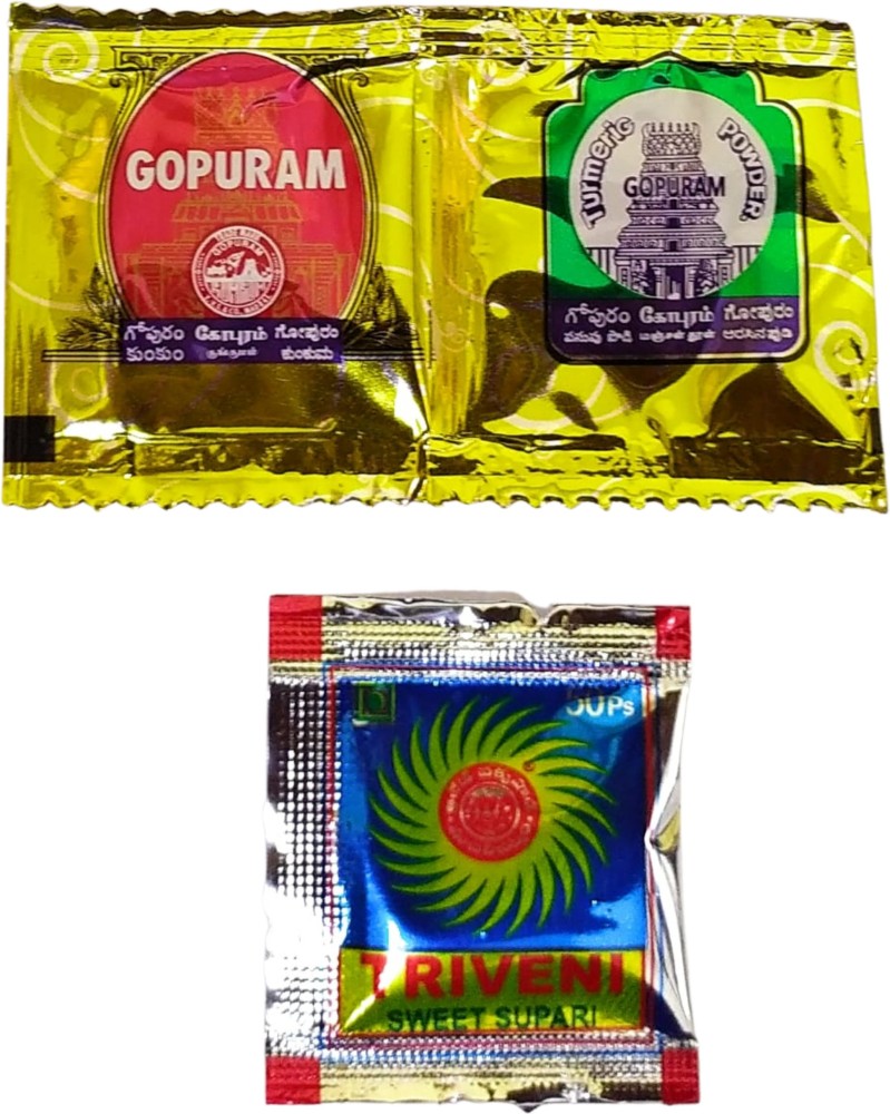 Pasupu Kumkuma Return Gift Packets, Set of 25 Haldi Kumkum Mini Packs, Premium Kumkum and Turmeric Powder Combo, Indian Thamboolam Set for Durga  Puja