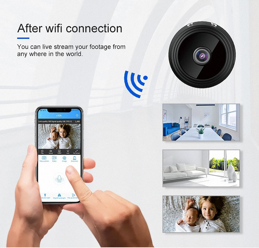 JRONJ HD 1080P wifi spy camera Infrared Night Vision mini wifi spy