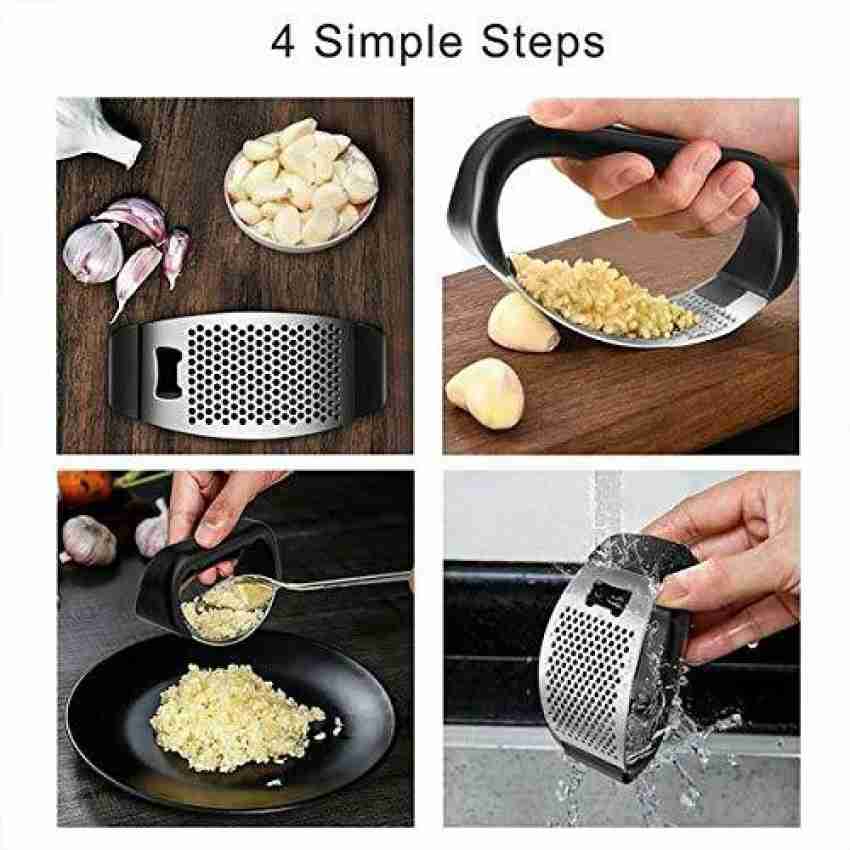 Garlic Press Stainless Steel, Heavy Duty Garlic Mincer, Easy to Clean,  Professional Garlic Crusher, Easy to Use, Upgraded Garlic Smasher,  Dishwasher