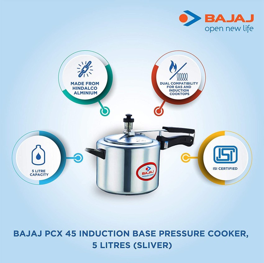 BAJAJ by BAJAJ PCX 45 SS 5 L Induction Bottom Pressure Cooker