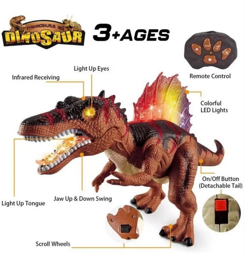 HALO NATION RC Remote Control Dinosaurs Infrared R/C Dinosaur Dragon Robot  with Jurassic World Dinosaur Toys with LED Glowing Eyes, Dancing, Shaking  Head , Walking, Roaring Sound Action - Dinosaur Robot Toy
