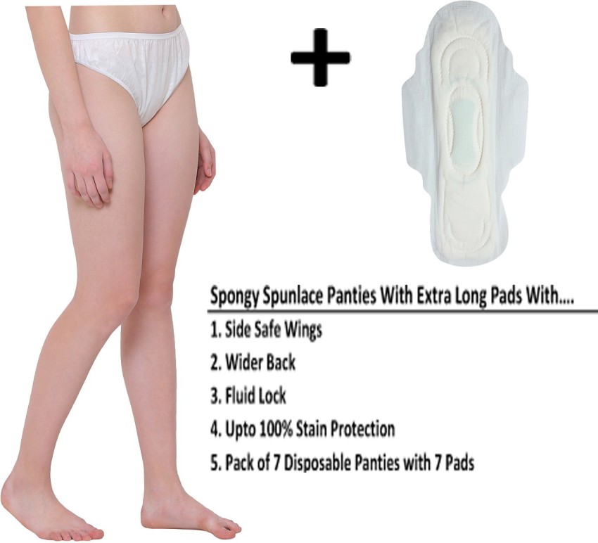 Spongy Spunlace Disposable Panties with Pads for Periods and Post Maternity  (Pack of 7 Panties with 7 Pads ) Size M Sanitary Pad, Buy Women Hygiene  products online in India