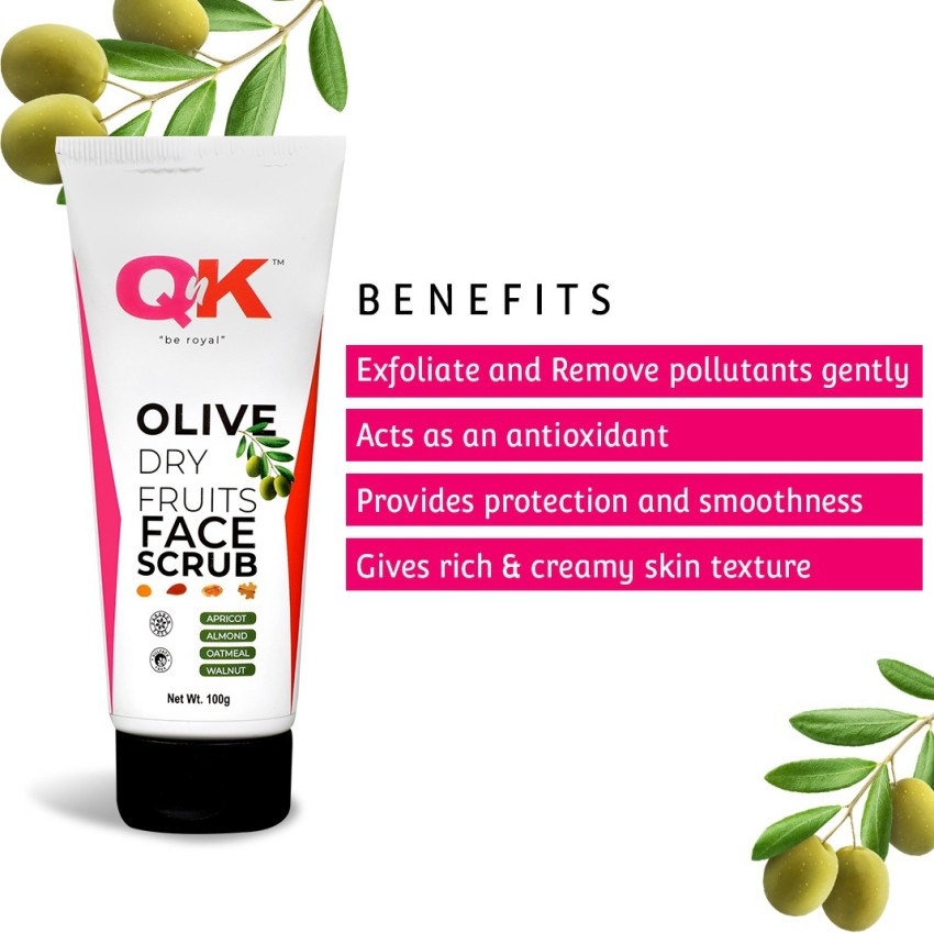 QnK Olive Dry Fruits Face Scrub Olive Apricot Almond