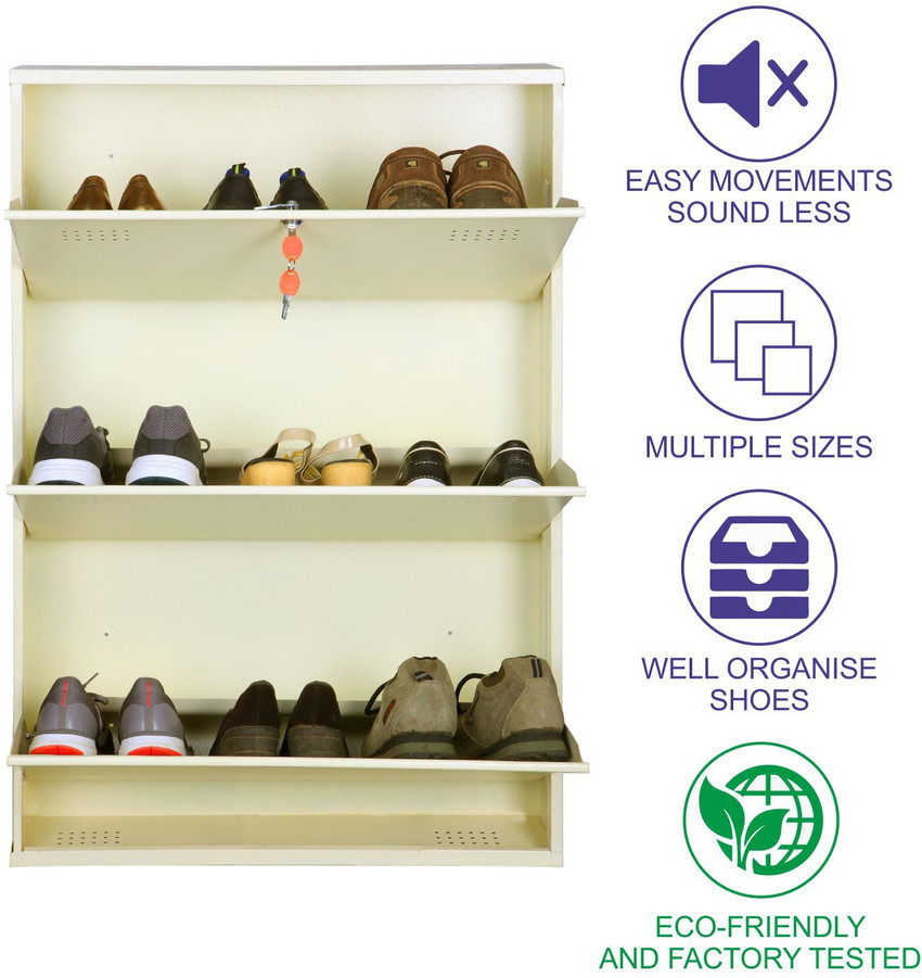 Metal shoe rack with lock top