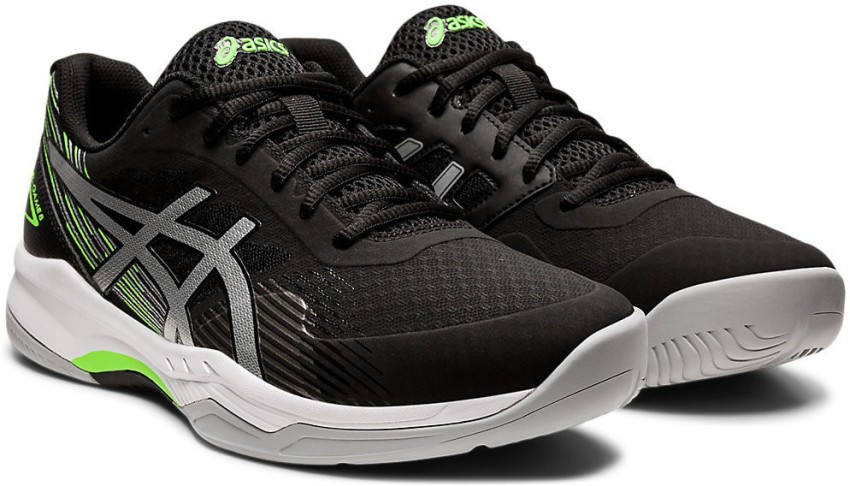 Asics black tennis sale shoes