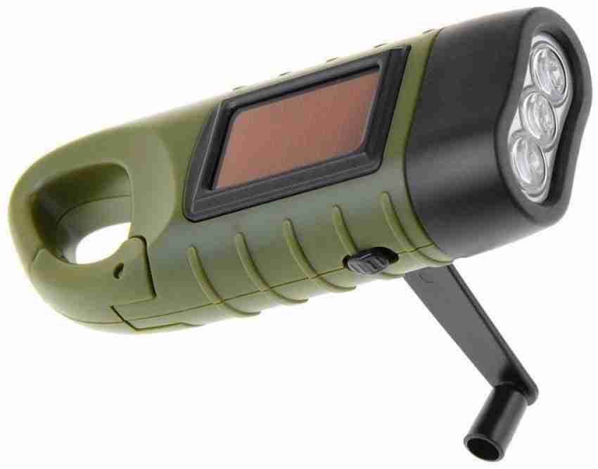 2PCS LED Torch Hand Crank Dynamo Flashlight Lamp Solar Powered Emergency  Light