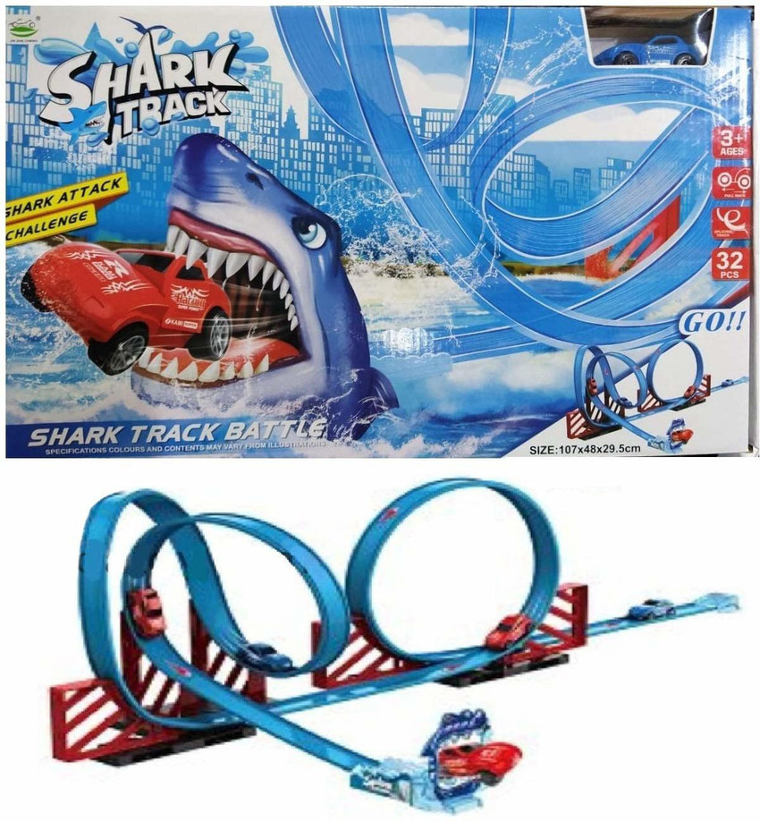 Sage Square Shark Slot Car 360 Degree Curved Track Orbit Toy for Racing Stunt Car 3 Meter Shark Slot Car 360 Degree Curved Track Orbit Toy for Racing Stunt Car