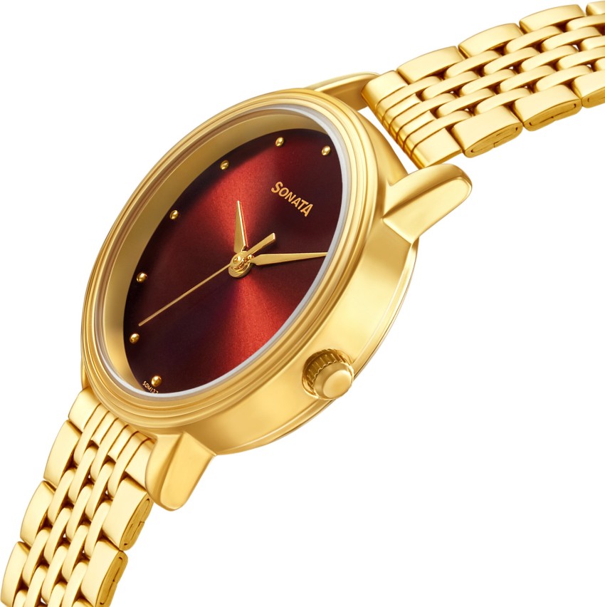 Sonata analog gold dial best sale women's watch