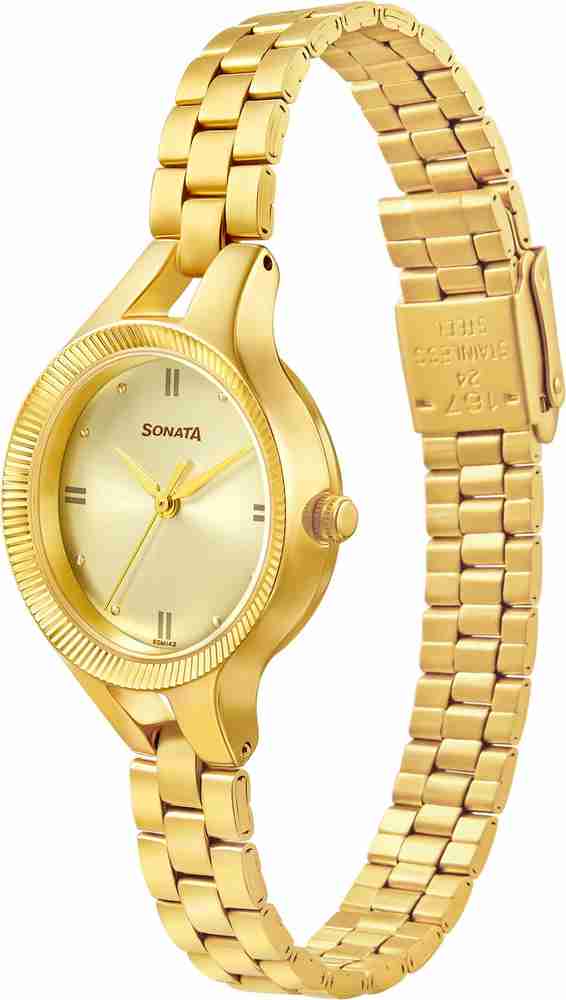 Sonata golden watches for womens clearance