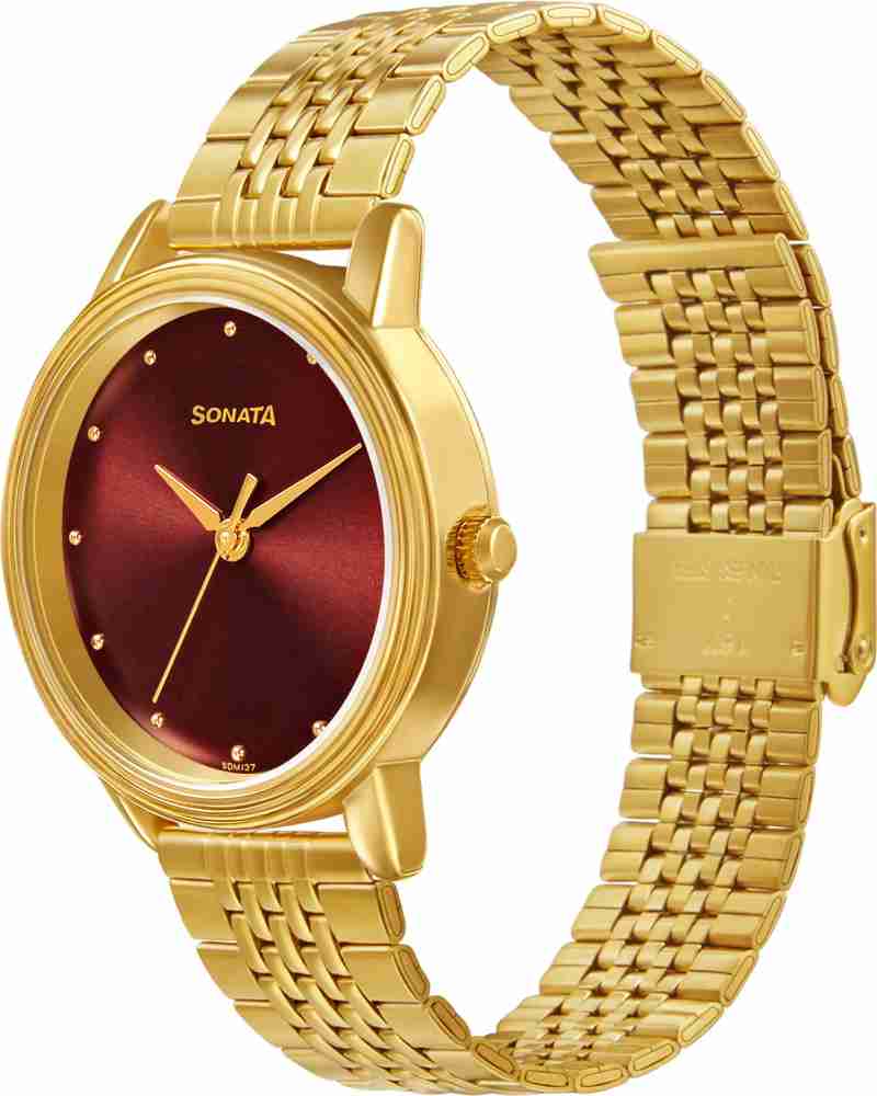 Sonata golden watch cheap price