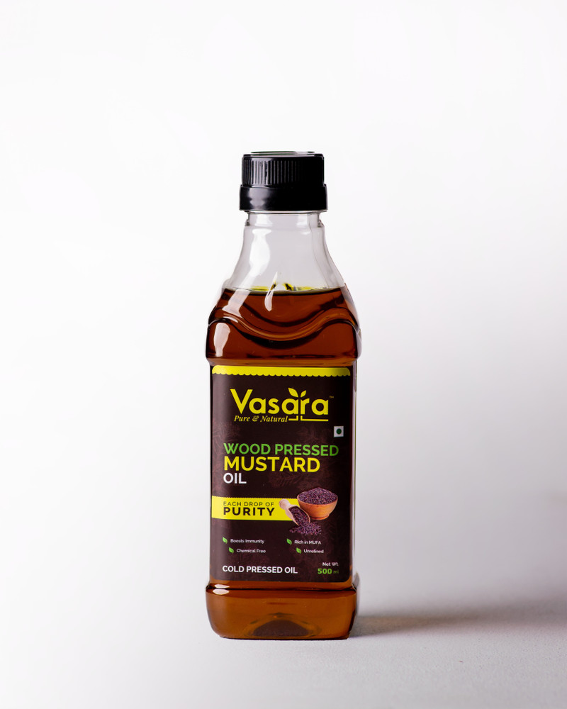 Vasara 500ML Cold Pressed Mustard Oil (Pure, Kachi Ghani/Wooden Chekku Ka  Tel) - 0.5 Litres Mustard Oil PET Bottle Price in India - Buy Vasara 500ML  Cold Pressed Mustard Oil (Pure, Kachi