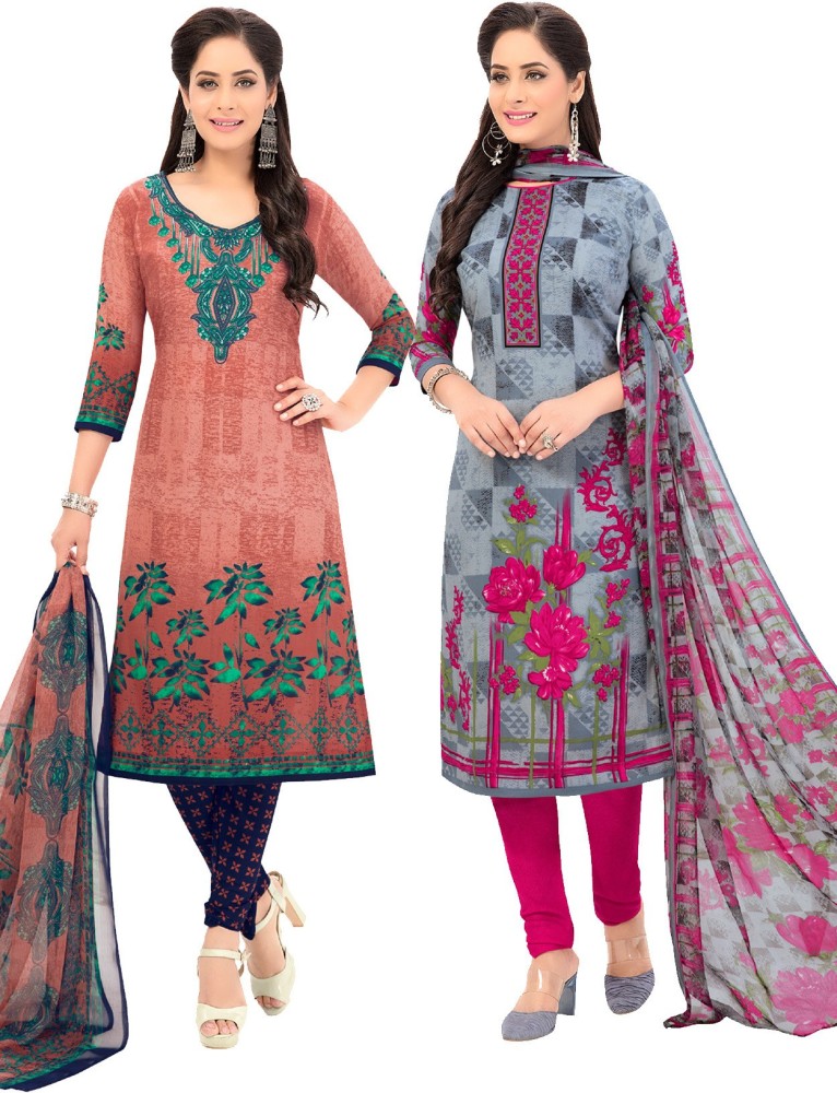 Salwar Studio Polyester Floral Print Kurta Churidar Material