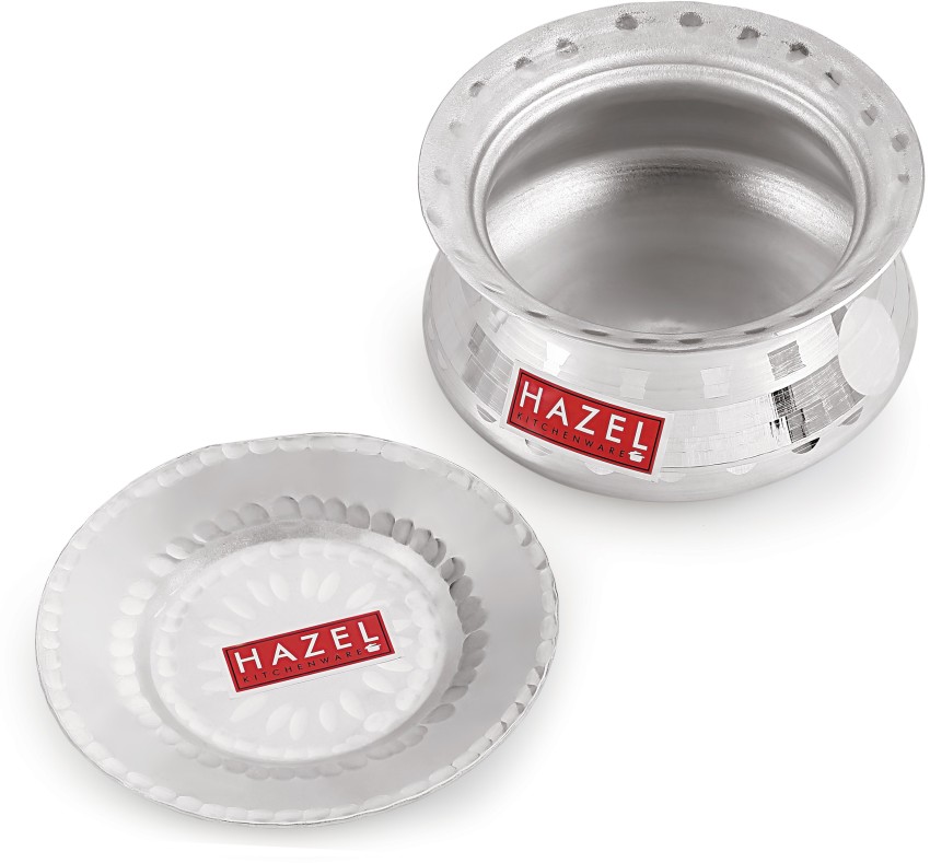 HAZEL Aluminium Hammered Finish Handi with Lid Biryani Rice Cooking Pot GOL  Patiya Tope Patila Vessel, 24.5 cm, 3900 ML Silver