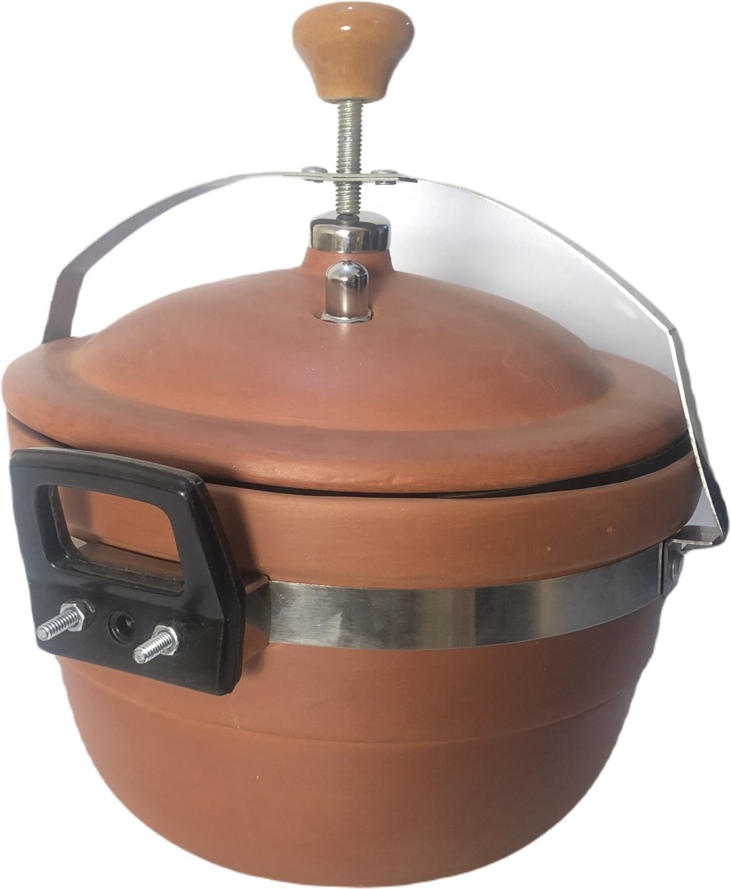 Terravitaindia Clay Pressure Cooker Set 3 Ltr Capacity With 